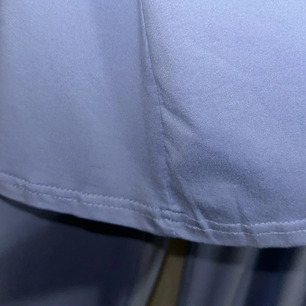 RAE DUNN. M Light Blue White Notch Collar Short Sleeve Button Top Cropped PJ - Picture 6 of 14